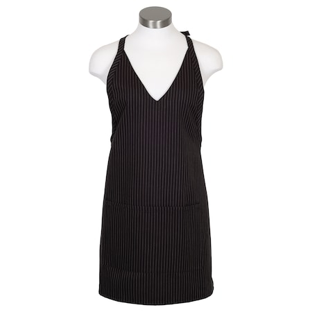 Deltaplus Bib Apron, V-Neck, F23, Black White Pinstripe 33561